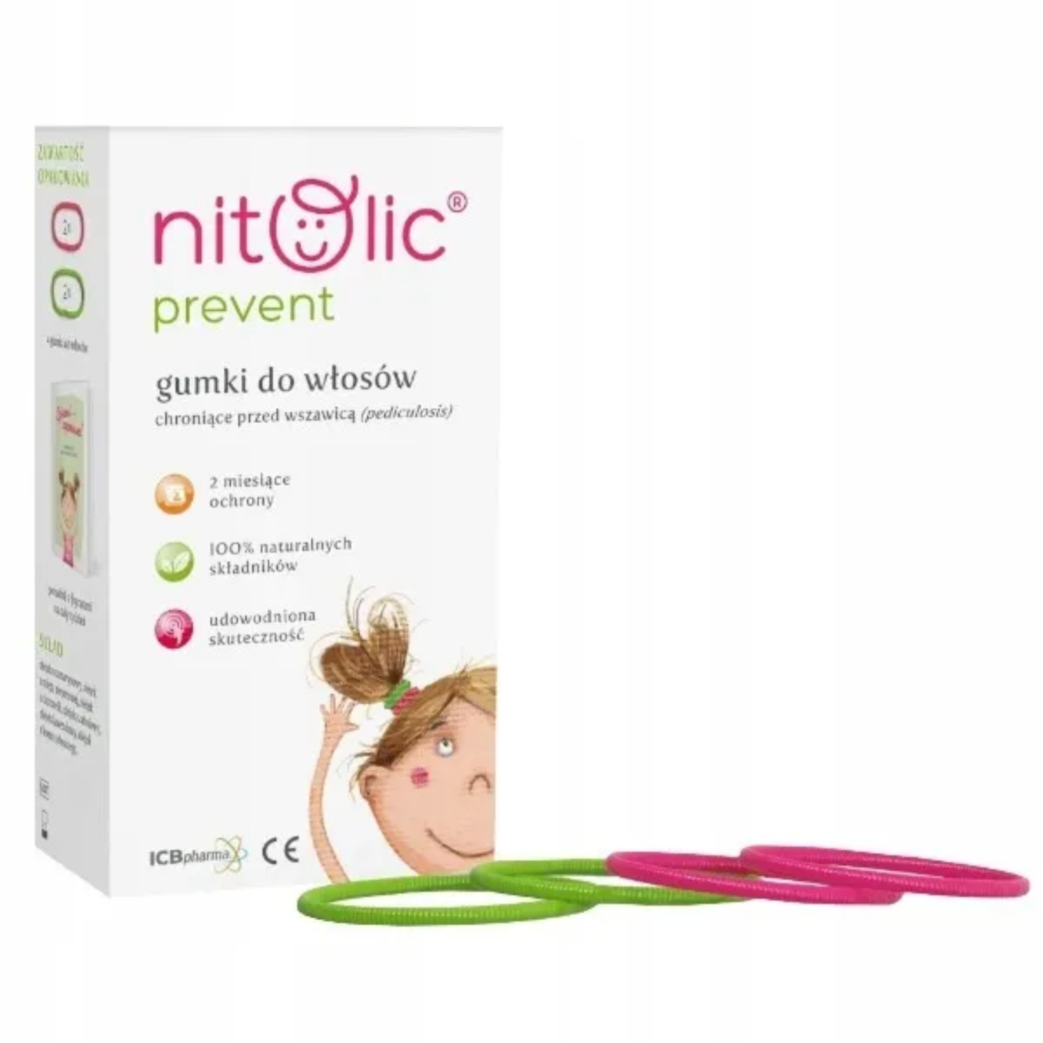 Pipi nitolic preventic, gumki do włosów przeciw wszawicy, 4 sztuki