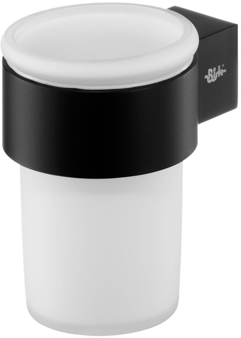 Bisk Futura black kubek do mycia zębów z uchwytem ściennym biały/czarny 02959