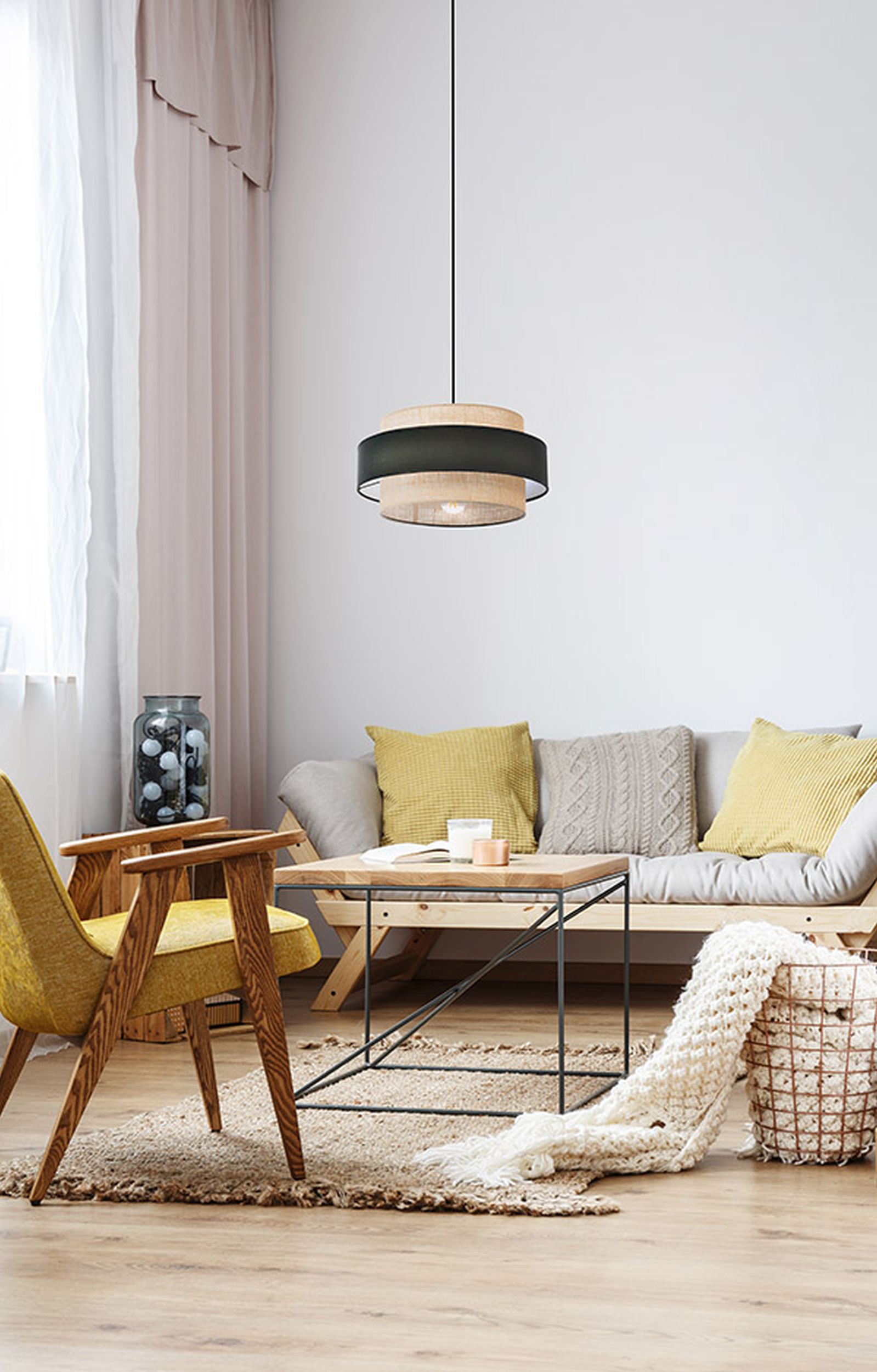 Kaja Gato lampa wisząca 1x40 W czarna-beżowa K-5231