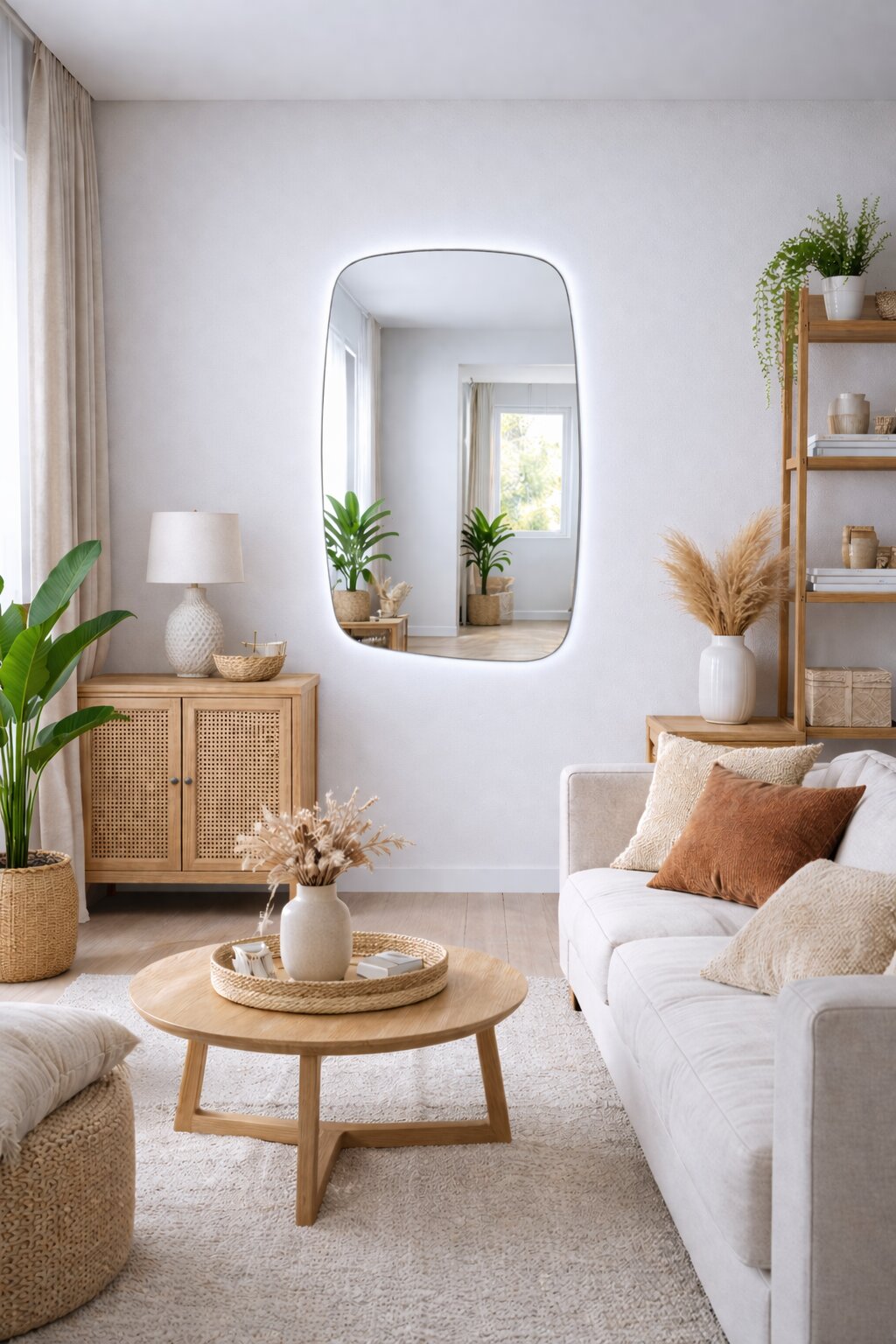 Baltica Design Stone Calm S No Edges Bright lustro 90x60 cm z oświetleniem LED bez ramy barwa zimna