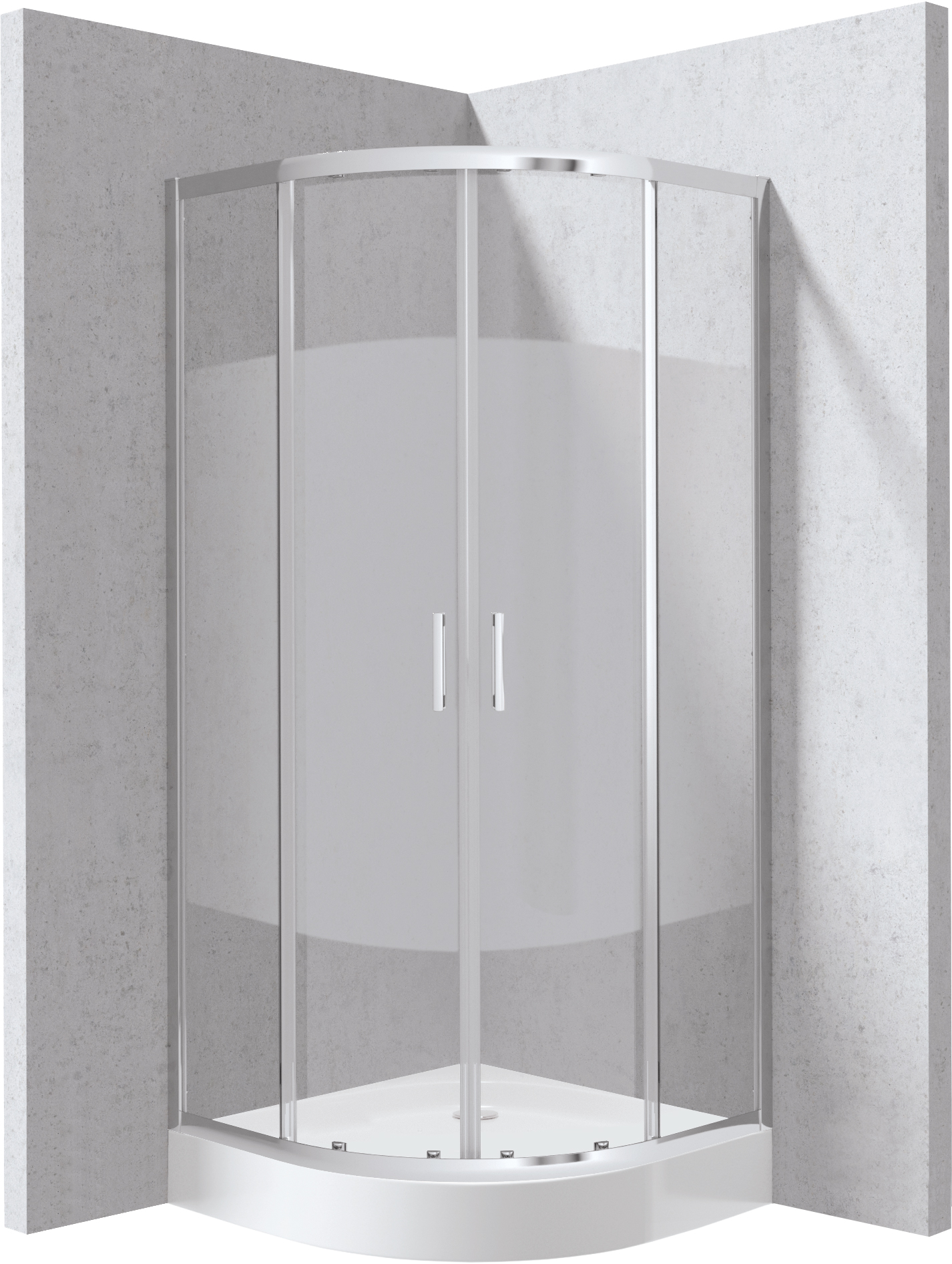 Deante Funkia Evo kabina z brodzikiem 80x80 cm półokrągła chrom połysk/szkło ze wzorem pas KYPZ0E88P