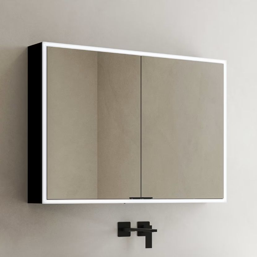 Kronenbach Cube 2.0 szafka 100x17x70 cm z lustrem czarny mat KB100218MB