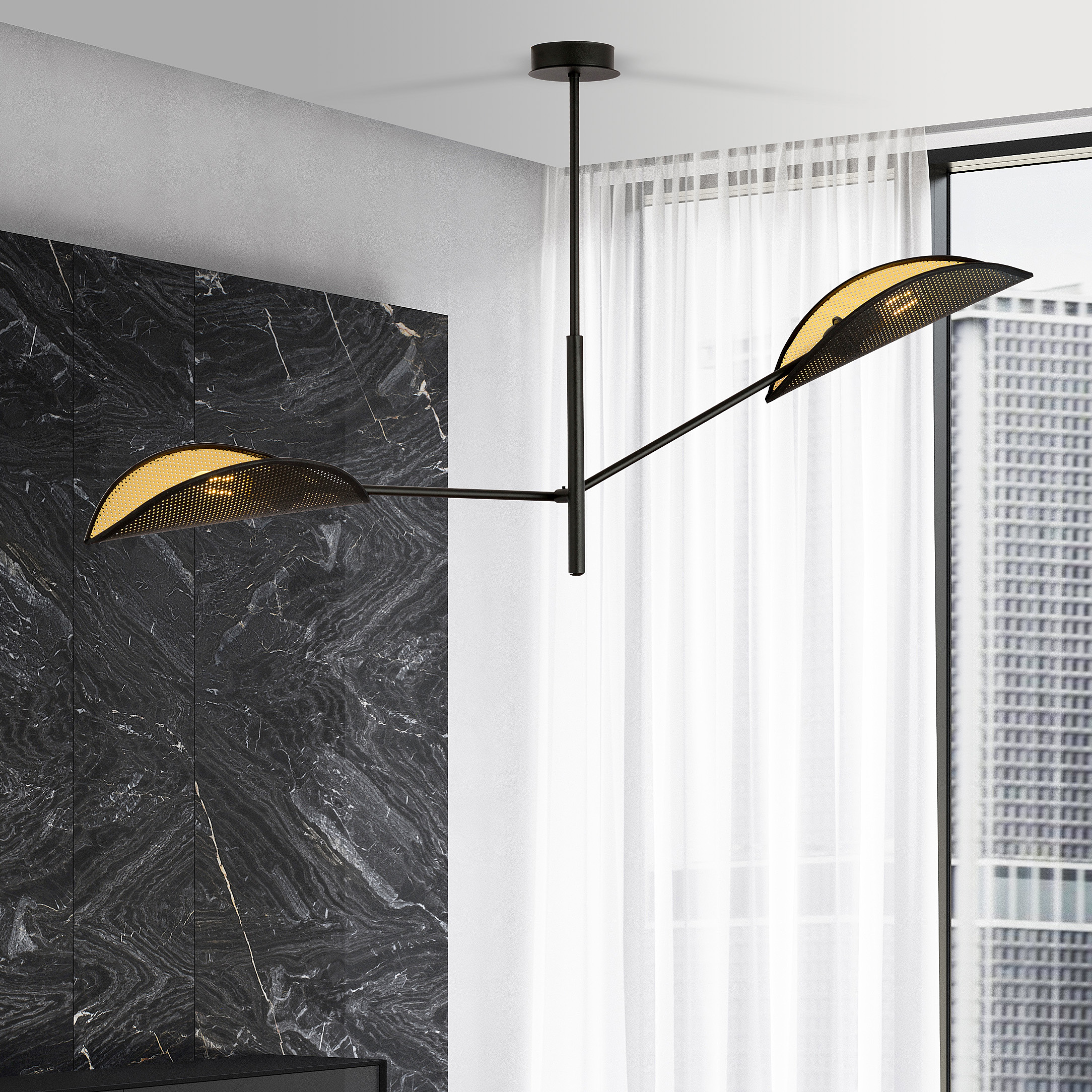 Emibig Vene lampa podsufitowa 2x10 W czarna-złota 1158/2