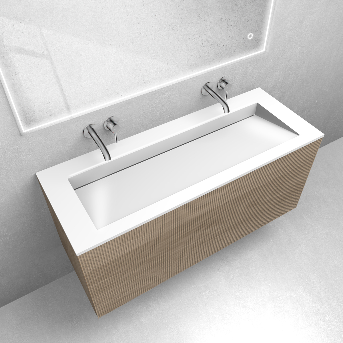 Zestaw Oltens Lun Rilla szafka podumywalkowa 120 cm z umywalką Stila LavaForm dąb/biały połysk 68754060 - Wysyłka w 24h
