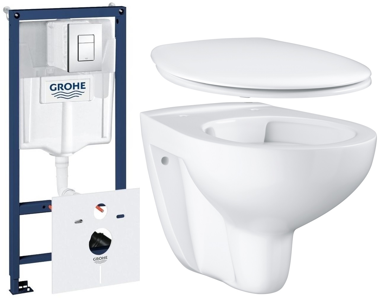 Grohe Bau Ceramic zestaw podtynkowy stelaż 5w1 z miską WC i deską sedesową (38827000, 39427000, 39492000)