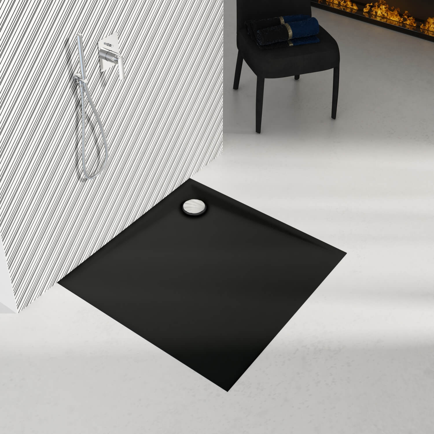 Schedline Libra Black Mat brodzik kwadratowy 90x90 cm czarny 3SP.L1K-9090/C/MG