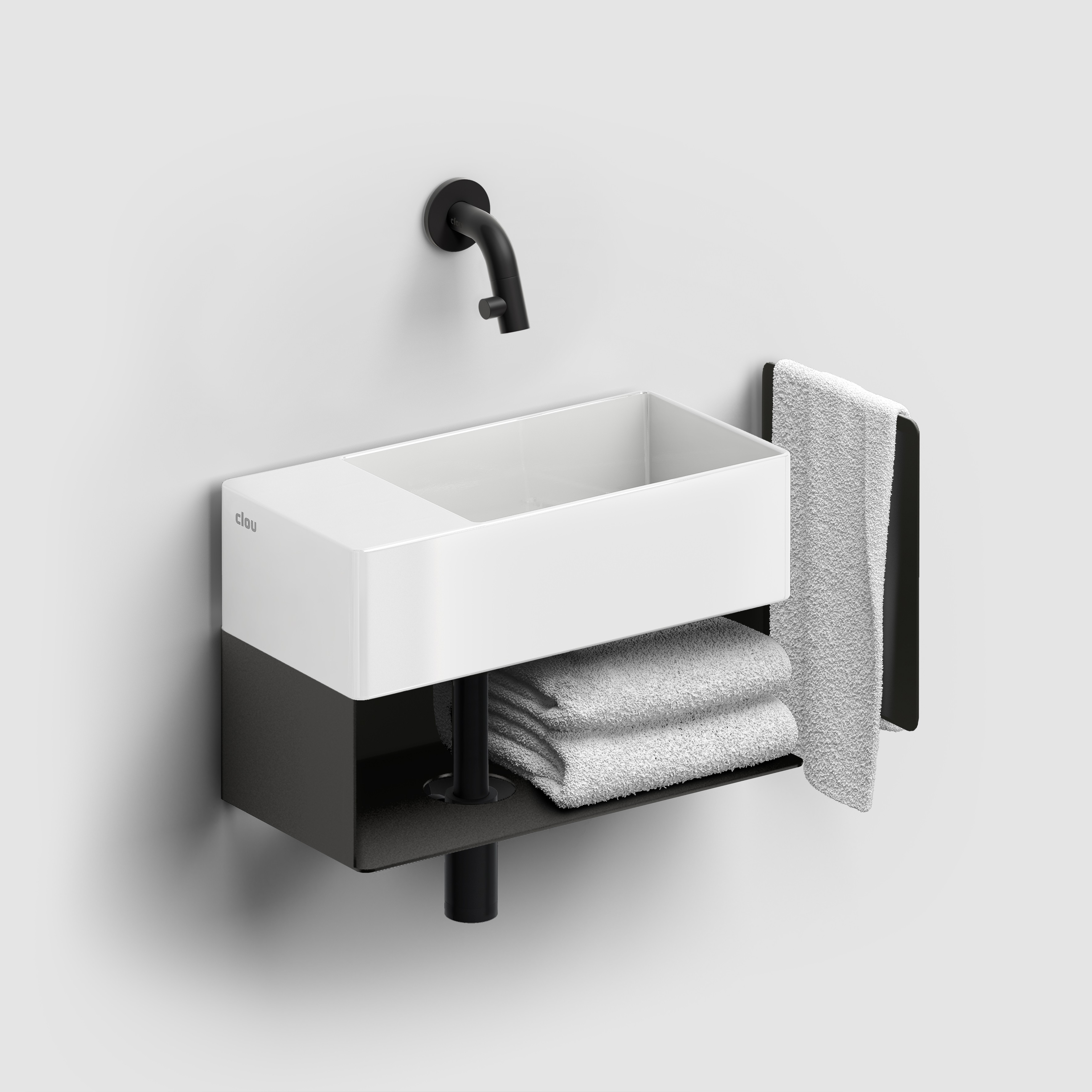 Clou New Flush konsola 44x18x21,2 cm podumywalkowa wisząca lewa czarna CL/07.36.432.21