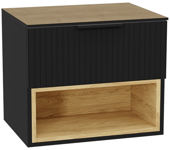 Zestaw Excellent Tuto 2.0 szafka 60 cm podumywalkowa wisząca z blatem czarny-dąb MLEX.2171.K.60.03BL.BKBK
