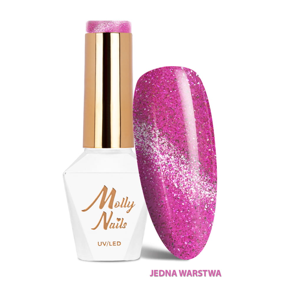 Lakier hybrydowy LED/UV Gel Polish Cat Eye Glacier Crush Nr 254 Fuchsia Molly Nails HEMA/Di-HEMA Free 8g