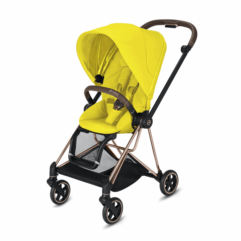 Cybex, Mios 2.0 - wózek spacerowy klasy Premium-Mustard Yellow-Chrome z brązową rączką