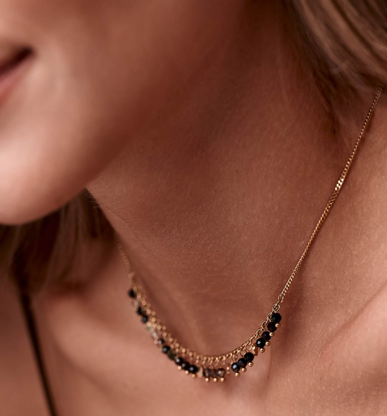 Naszyjnik z czarnymi agatami Paradise Jewels NPA1250