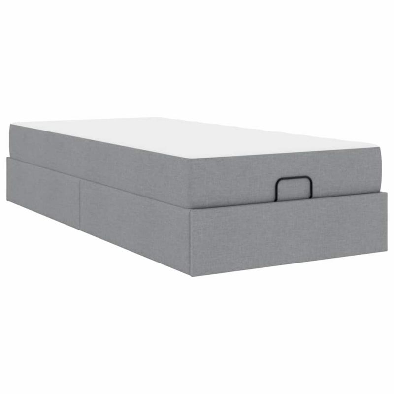 Łóżko z materacem WaszeMeble 90x200 cm Jasnoszary tkanina WM-3399459 1 szt.