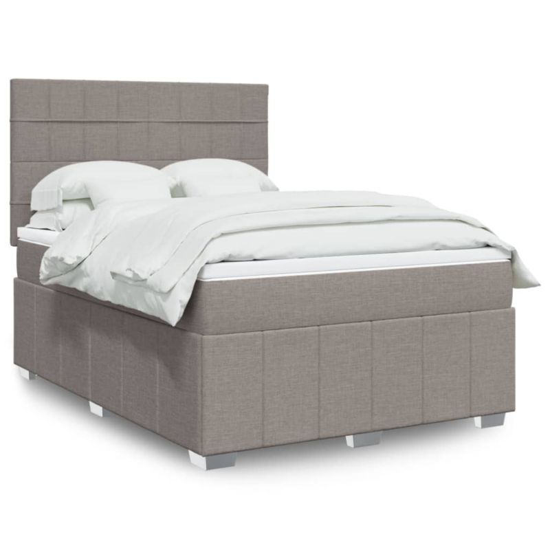 Łóżko z materacem WaszeMeble 135x190 cm Taupe tkanina z LED WM-3293967 1 szt.