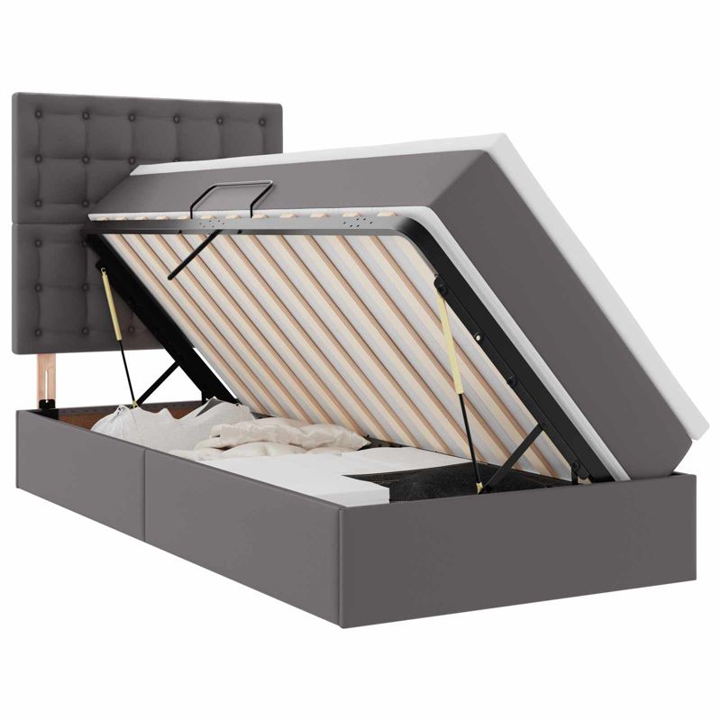 Łóżko Kontynentalne WaszeMeble z Materacem 90x200 cm Szare WM-3371651 1 szt.