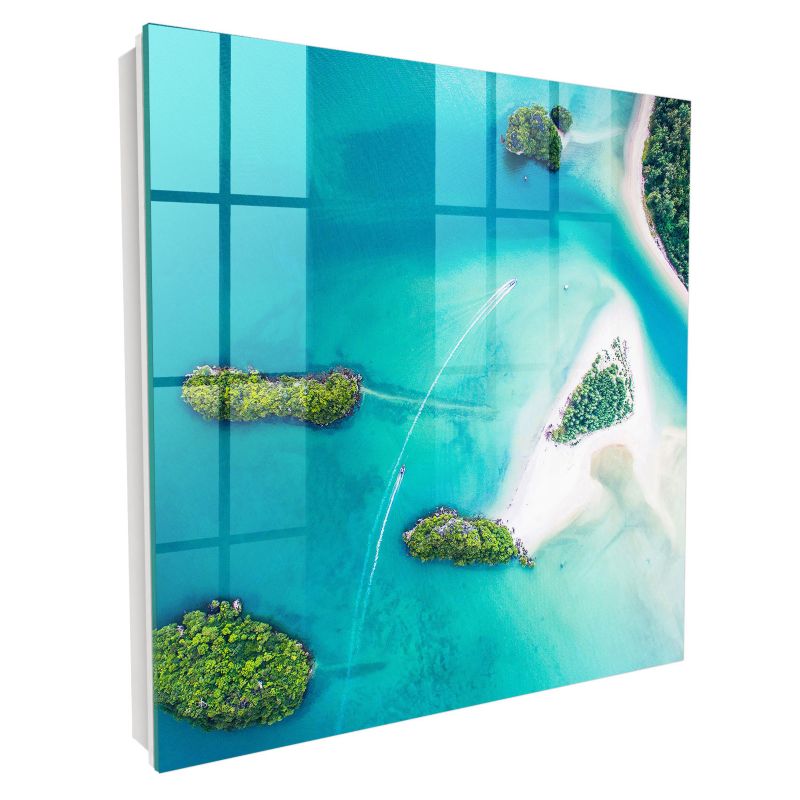Szklana Szafka Na Klucze Tulup 30x30 cm Egzotyczne plaże - Biała - Otwierana na lewo 1 szt.