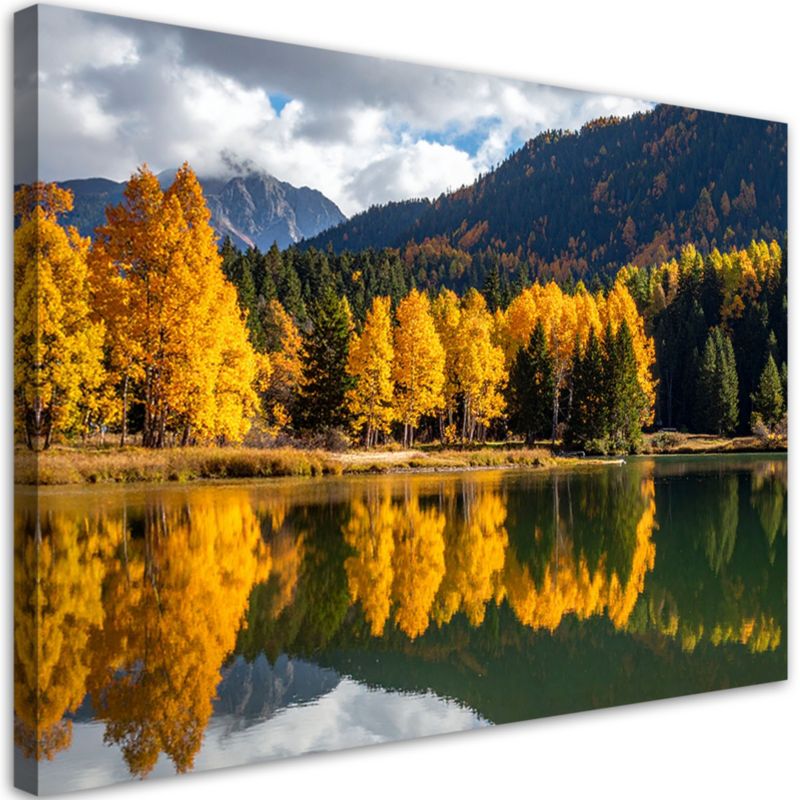 Obraz do salonu sypialni kuchni Feeby Pejzaż jesienny jezioro góry natura 60x40cm 1szt