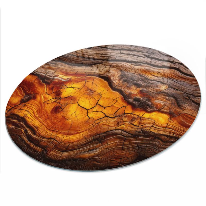 Blat Na Stół ArtPrintCave fi80cm Bogate drewno - Szklany Blat do Stolika Kawowego 1 szt.