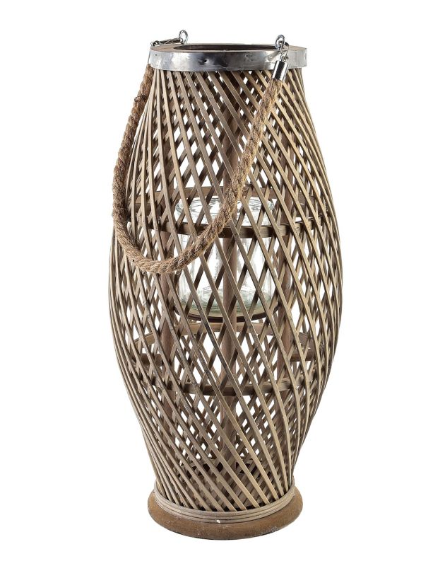 Lampion wiklinowo-drewniany Mondex LUCIE 23x48 cm szary 1 szt.
