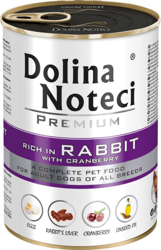 Karma mokra dla psa Dolina Noteci królik i żurawina puszka 400 g
