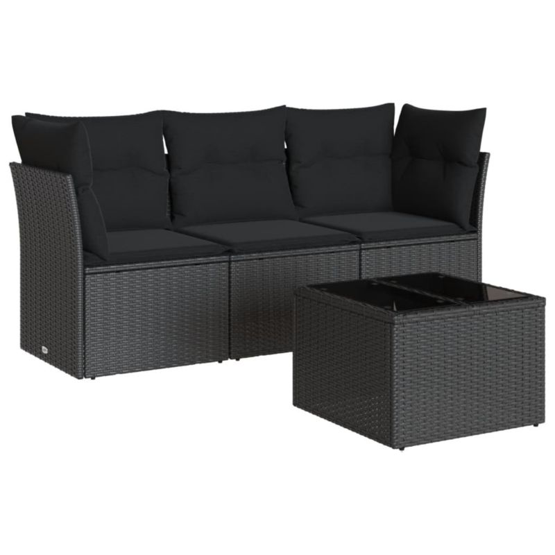 Sofa ogrodowa WaszeMeble z technorattanu czarna z poduszkami WM-3249054 1 szt.