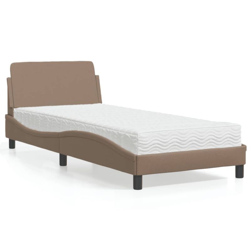 Łóżko z materacem WaszeMeble 90x190 cm Cappuccino ekoskóra WM-3208321 1 szt.