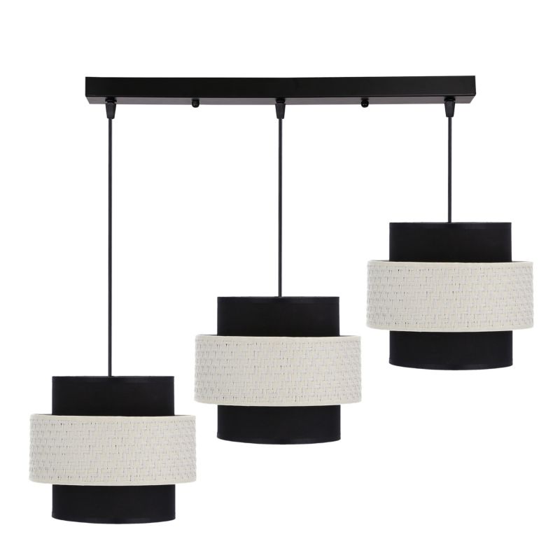 Lampa sufitowa kremowo-czarne abażury Candellux Benta czarno-kremowa 3xE27x40W IP20 wym:100x72x20cm - 1 szt.