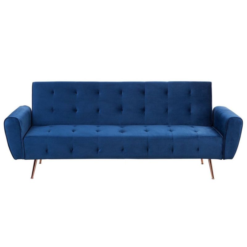 Sofa rozkładana dla 3 osób Selnes Welur Granatowy 1 szt.