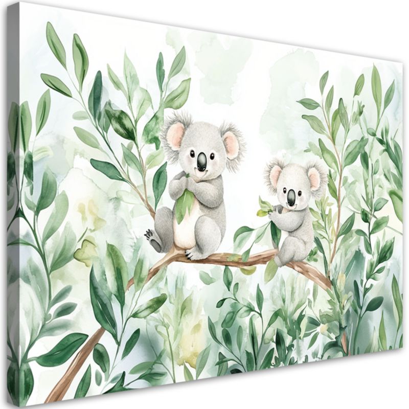 Obraz do pokoju dziecka Feeby Misie Koala Liście eukaliptusa 90x60cm 1szt