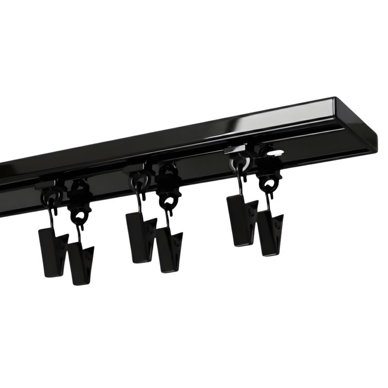 Szyna sufitowa Kowalski 2-torowa aluminiowa czarna 710 cm z żabkami 1 kpl.