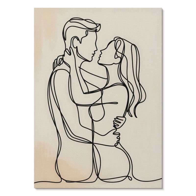 Plakat na Płótnie Tulup 42x59,4 cm (A2) Miłość lineart Do sypialni, salonu, 1 szt.