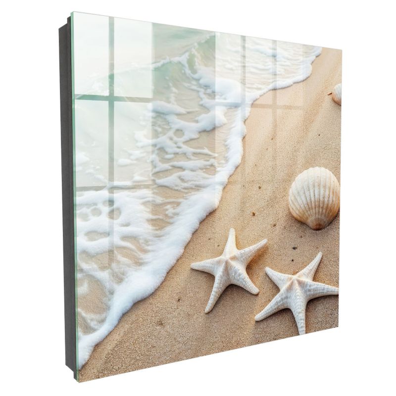 Skrzynka Na Klucze Szkło Hartowane Tulup 30x30 cm Plaża raj - Czarna - Otwierana na lewo 1 szt.