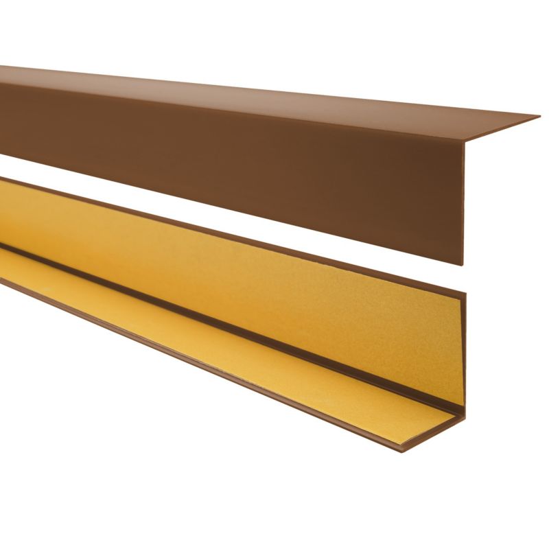 Kątownik twardy samoprzylepny PCV 15x15 mm QUEST, Profil Narożny Dekoracyjny L - 200 cm, brąz