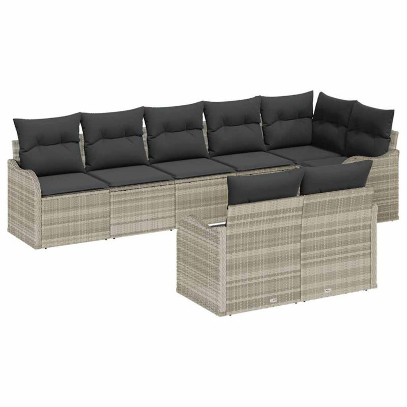 Zestaw mebli ogrodowych wypoczynkowy WaszeMeble 8-osobowy polirattan szary WM-3345752 1 kpl