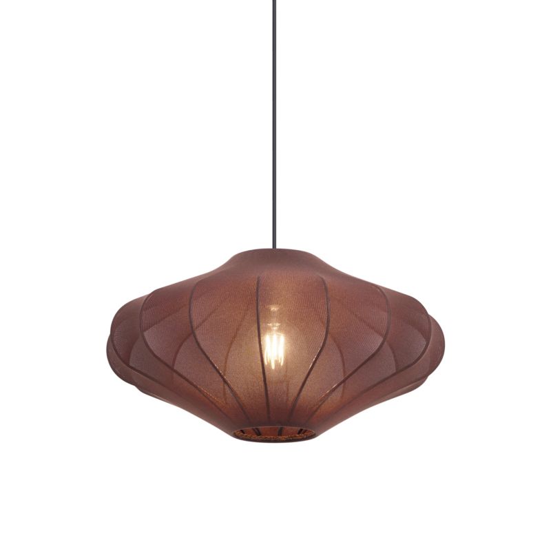 Designerski lampa wisząca z kloszem (1 punkt) Qazqa Plu 50 brązowy okrągły max 15W kompatybilny z żarówką LED E27 1 szt.