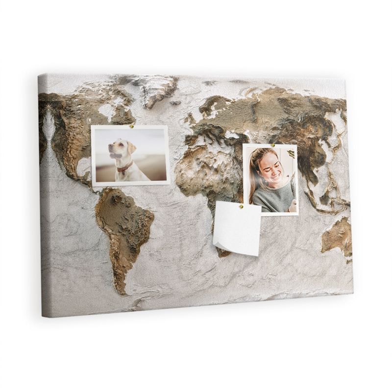 Tablica Korkowa Z Pinezkami Tulup 60x40 cm Archiwalna mapa świata Organizer ścienny Pinezki drewniane 1 kpl