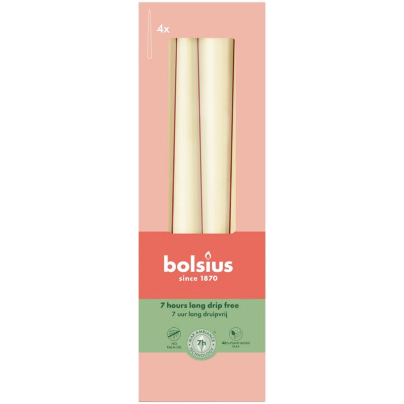 Świeca szpica bolsius 245 x 24 mm Delikatny perłowy
