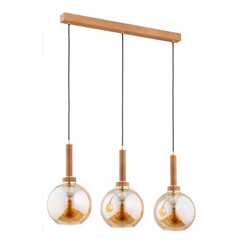 Lampa wisząca Alfa BALERINA jasne drewno-bursztynowy 3xE27x15W IP20 wym:90x20x77cm - 1 szt.