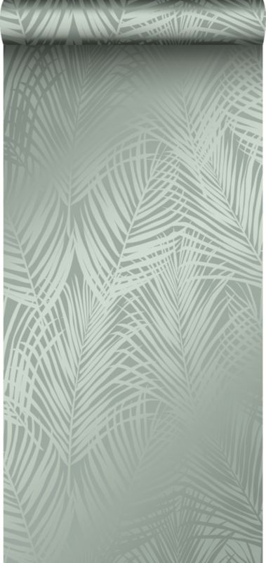 Tapeta Origin Wallcoverings liście palmowe szaro zielonym 53 cm x 10.05 m - 1 rol.