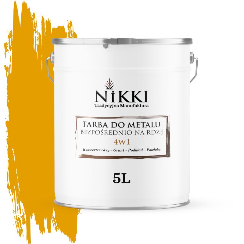 Farba do Metalu Antykorozyjna 4w1 NIKKI Żółty złoty RAL1004 Mat 5L