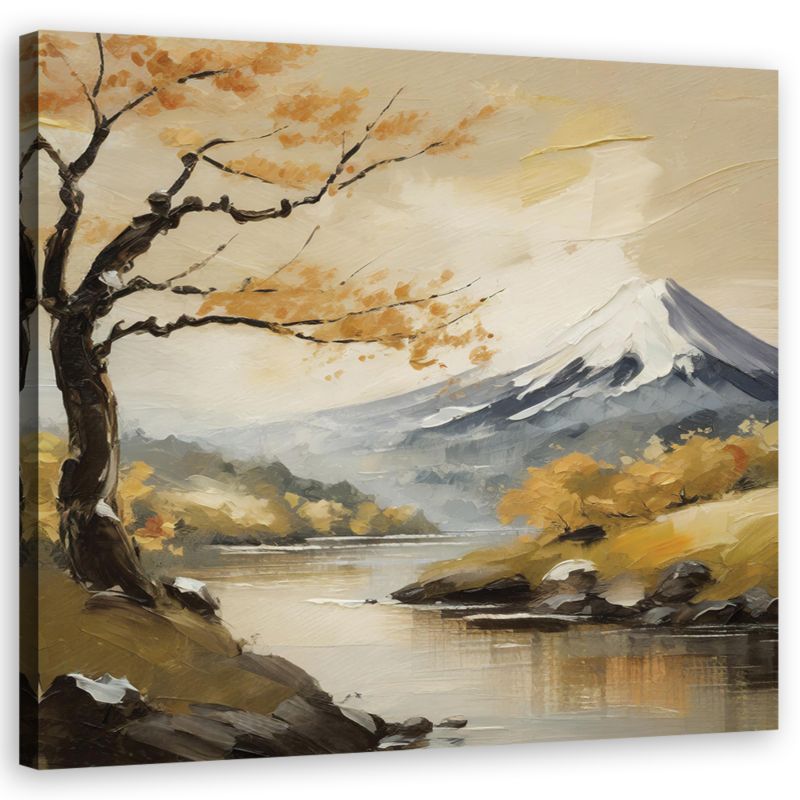 Obraz do salonu sypialni Feeby Pejzaż Góry Natura Rzeka Boho 50x50cm 1szt