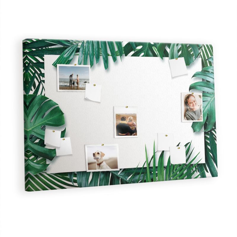 Tablica Korkowa Z Pinezkami Tulup 120x80 cm Zielone liście safari natura Organizer ścienny Pinezki metaliczne 1 kpl