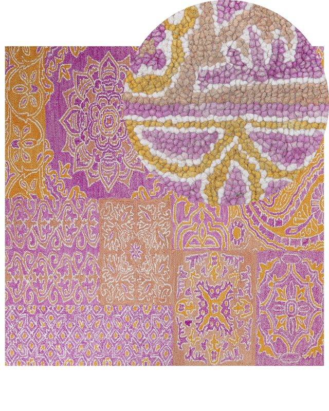 Dywan Avanos Różowy 200 x 200 cm Wełna 1 szt.