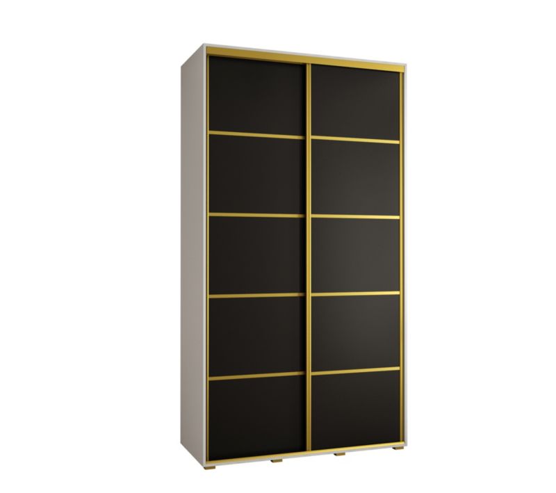 Szafa przesuwna Abiks DAVOS 4 wysoka szer.130cm gł.60cm biały/czarny/złoty 1szt.