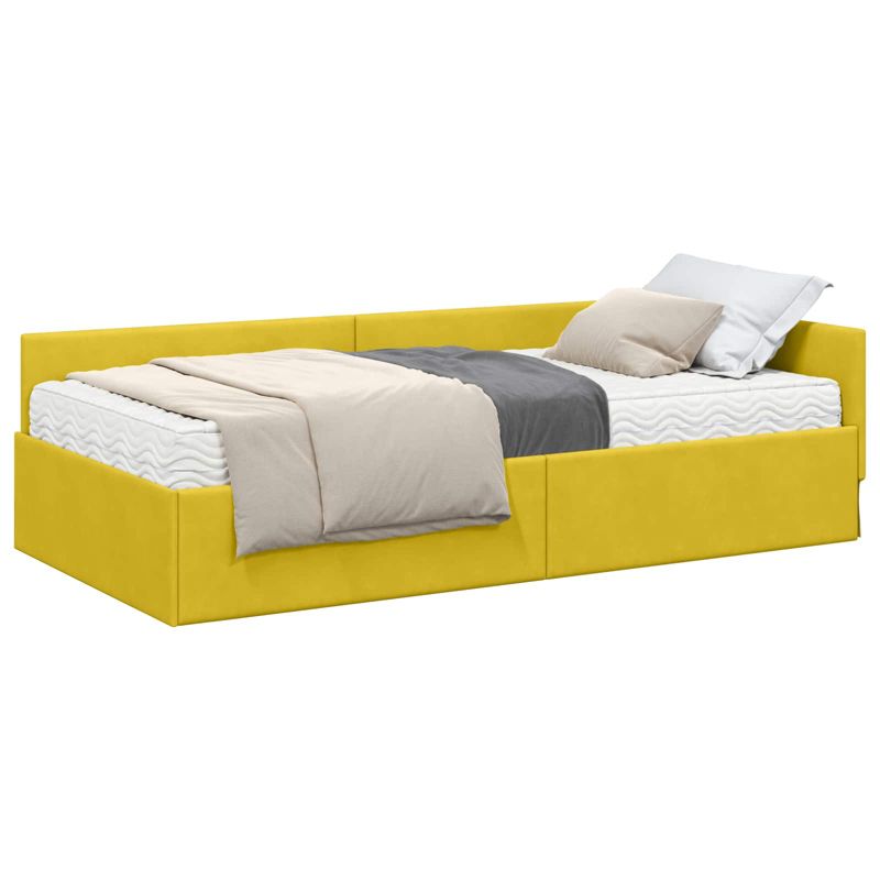 Łóżko Tapicerowane WaszeMeble z Materacem 80x200 cm Żółte WM-3393620 1 szt.