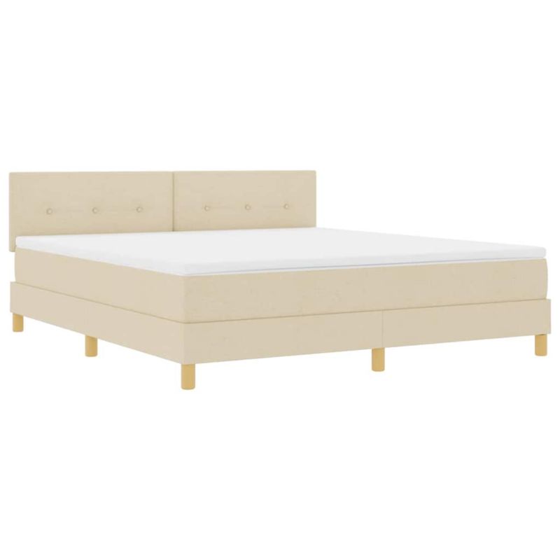 Łóżko z materacem WaszeMeble 180x200 cm Kremowy tkanina z LED WM-3342462 1 szt.