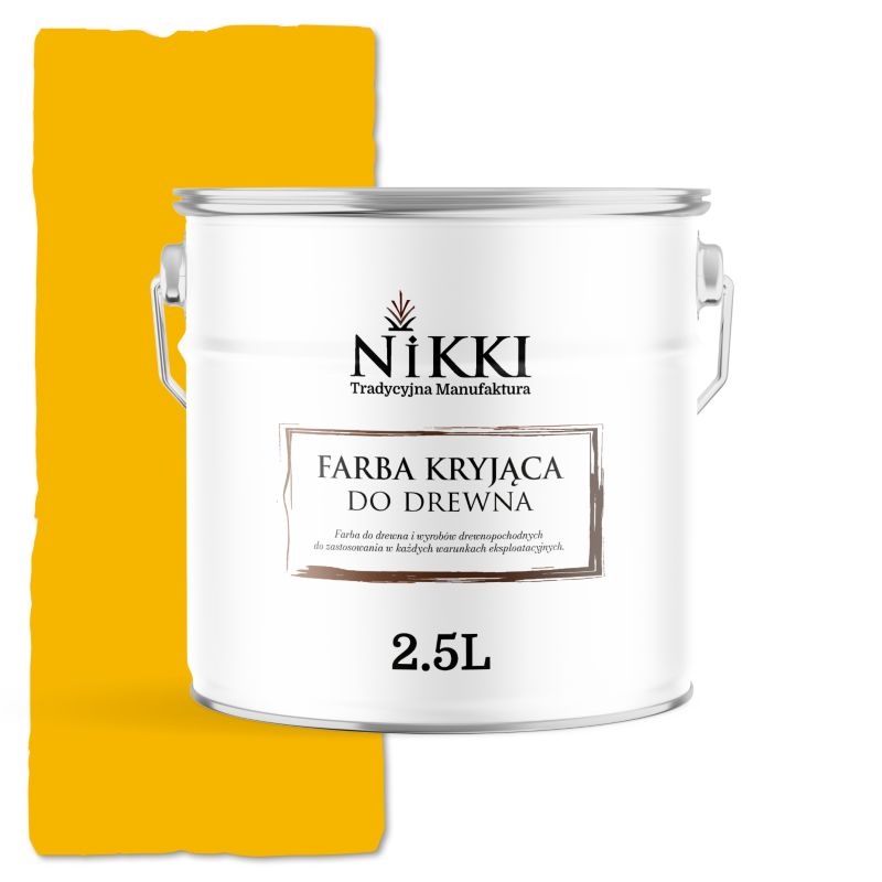 Farba do Drewna Kryjąca na Zewnątrz i Wewnątrz NIKKI Żółty Kadmowy RAL1021 Mat 2,5L