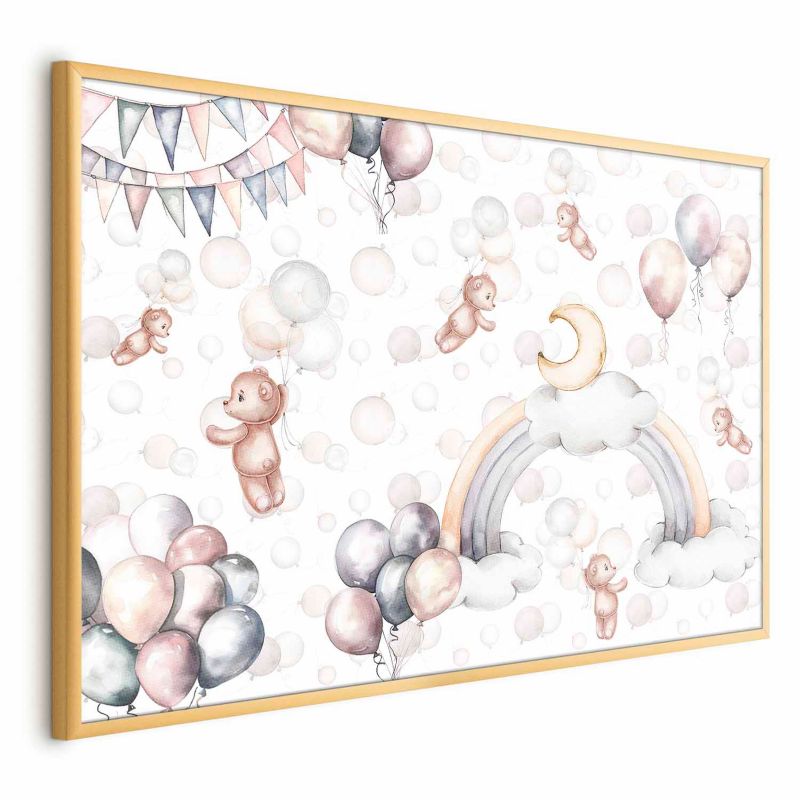 Plakat Artgeist Misie w przestworzach 90x60 cm z ramą złotą 1 szt