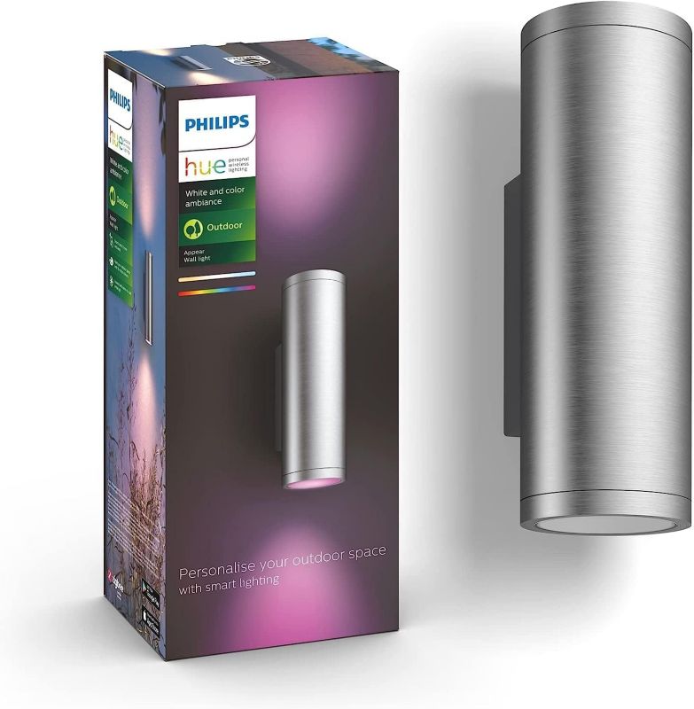 Kinkiet Ogrodowy Philips HUE Lampa Zewnętrzna 15.8W 1180lm IP44 RGB TW Srebrna Inteligentna White and Color Ambiance 1 szt.