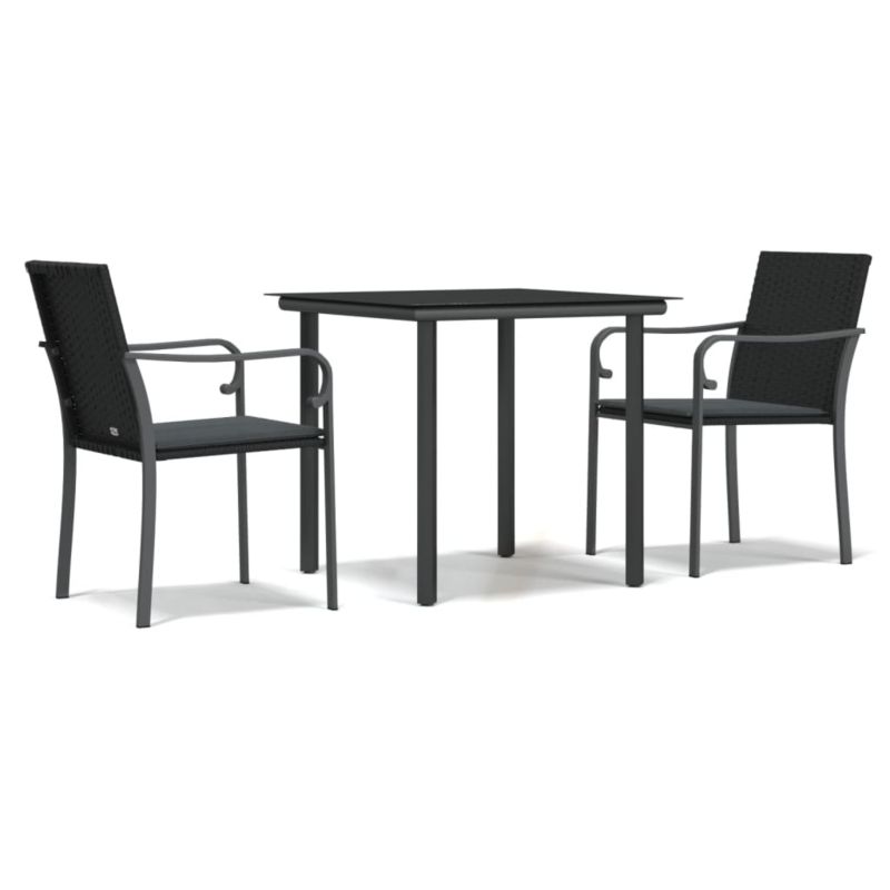 Zestaw mebli ogrodowych WaszeMeble 3-cz. z technorattanu czarny z poduszkami WM-3186955 1 kpl