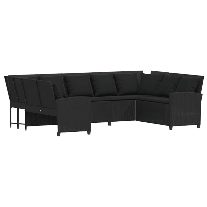 Sofa ogrodowa WaszeMeble z technorattanu czarna z poduszkami WM-3365329 1 szt.
